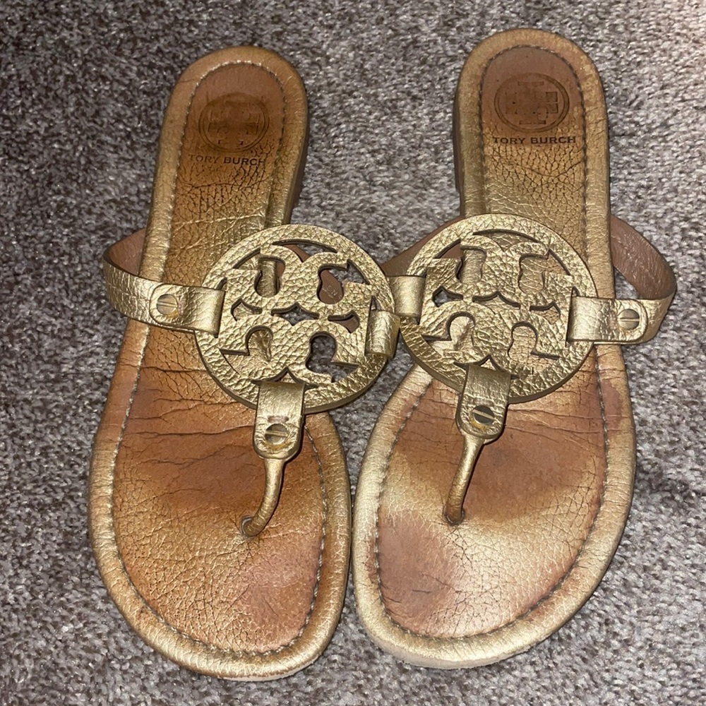 Gold Tory Burch Miller sandals